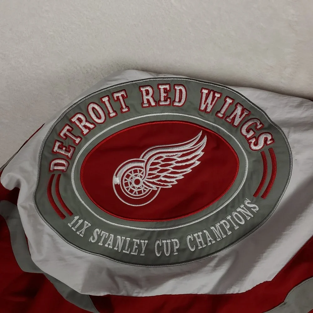 Detroit Red Wings Mitchell & Ness NHL‎ Large Jacket Embroidery Logos Maroon New